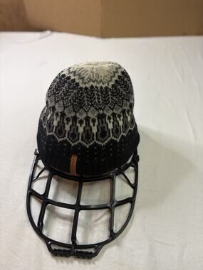 Turtle Fur Beanie Unisex Wool Blend Black Gray Fair Isle Fleece Lined Ski Hat